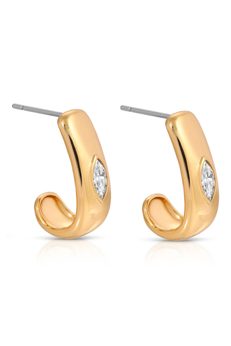 Marquise Hoop Earrings, Alternate, color, GOLD