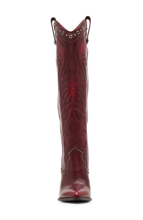 Steve Madden Lasso Knee High Boot In Red Distressed