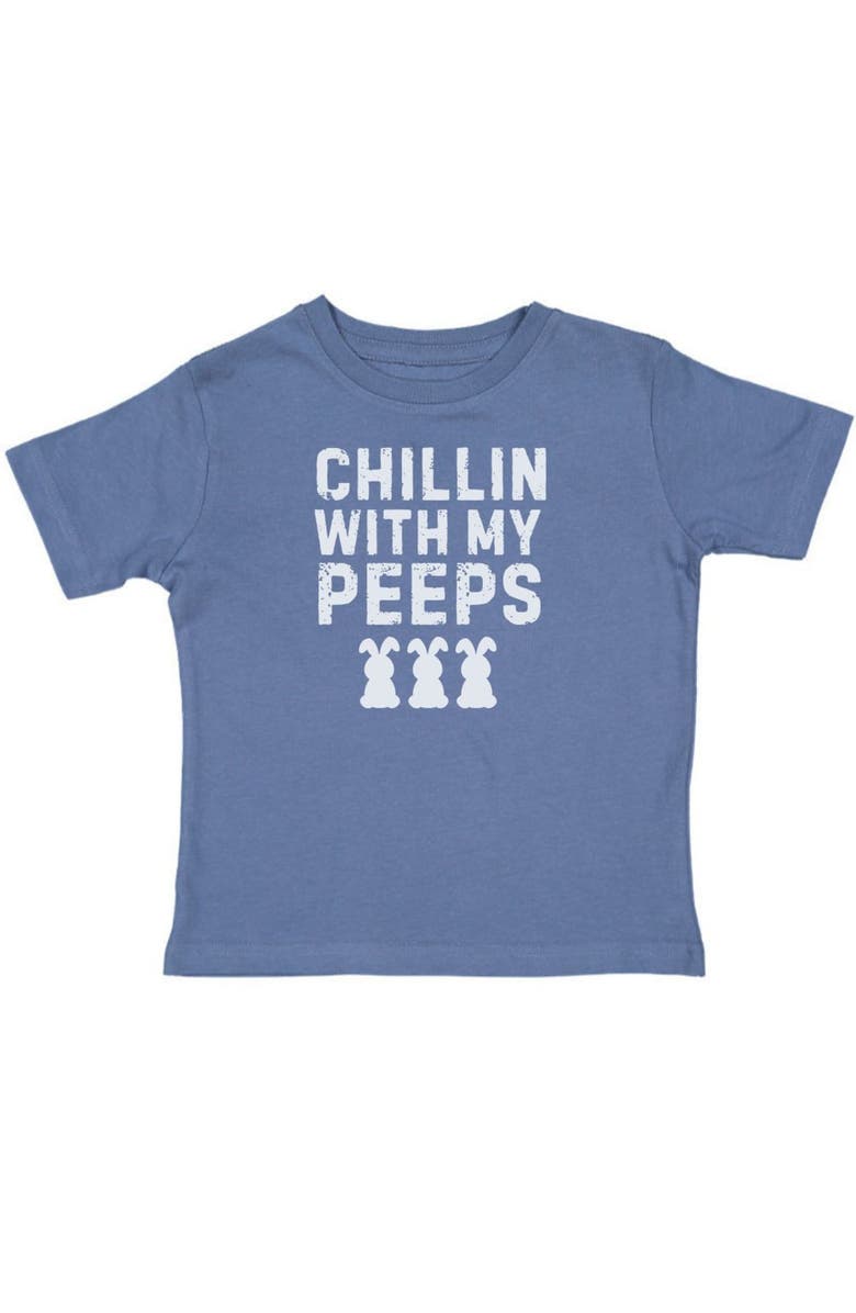 Sweet Wink Chillin With My Peeps Easter Short Sleeve T-Shirt, Main, color, Indigo