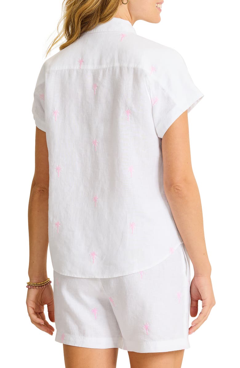 Tommy Bahama Coastalina Embroidered Linen Button-Up Shirt, Alternate, color, Cyber Light