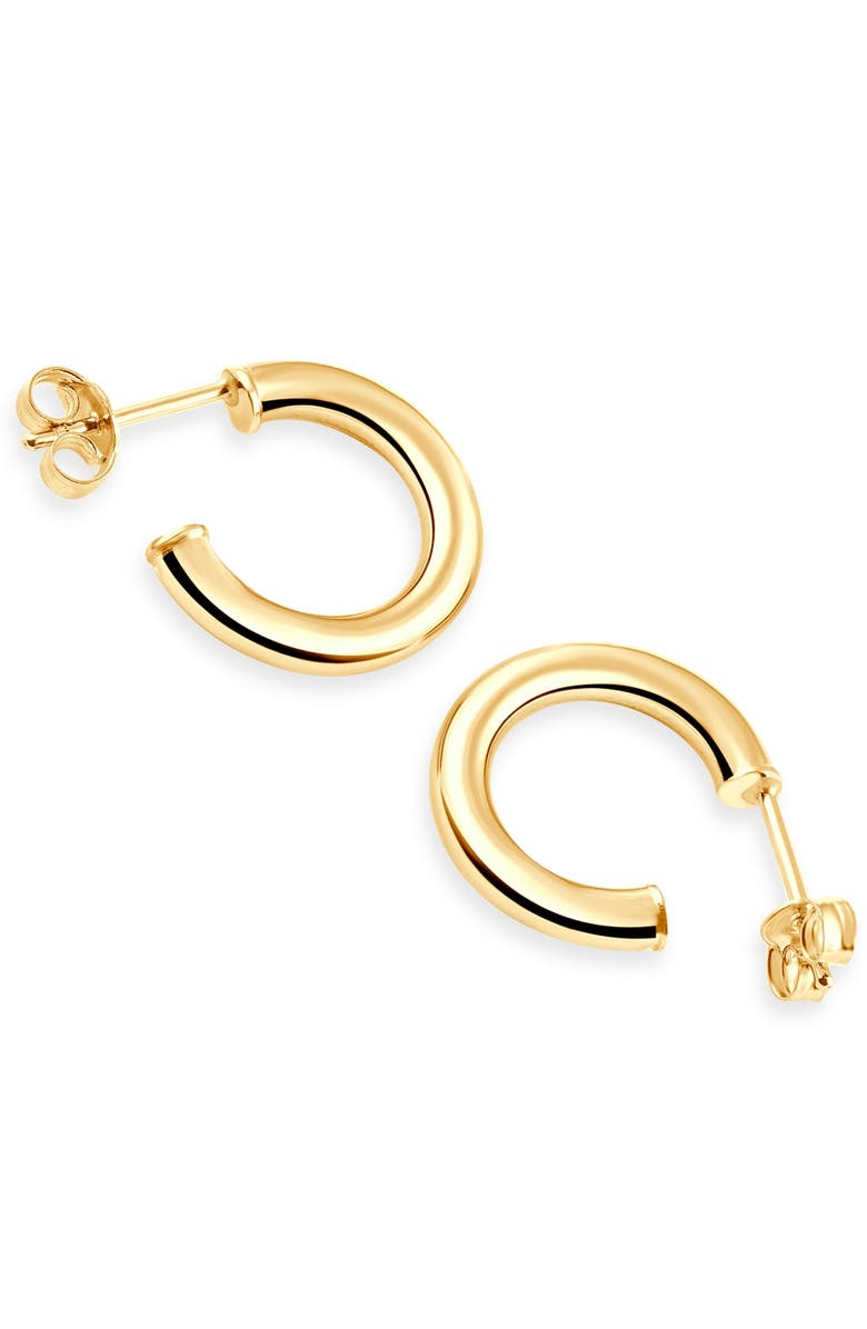 Bliss Diamond 14k Gold 3mm Small Women's Hoop Earrings .5"  Tall 1 grams, Alternate, color, 14K Yellow Gold