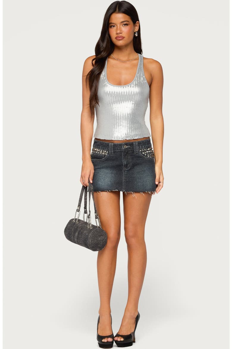 Dyla Sequin Racerback Tank Top, Alternate, color, SILVER