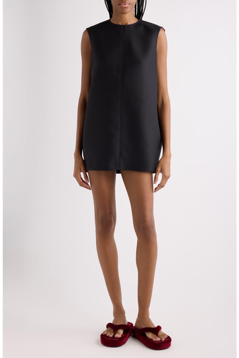 Wool & Silk Crepe Cocoon Minidress, Alternate, color, NERO