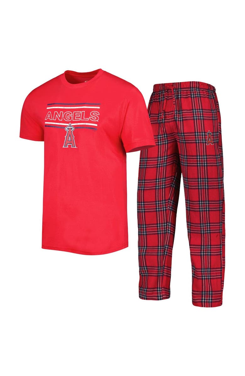 CONCEPTS SPORT Men's Concepts Sport Red/Navy Los Angeles Angels Badge T-Shirt & Pants Sleep Set, Main, color, 