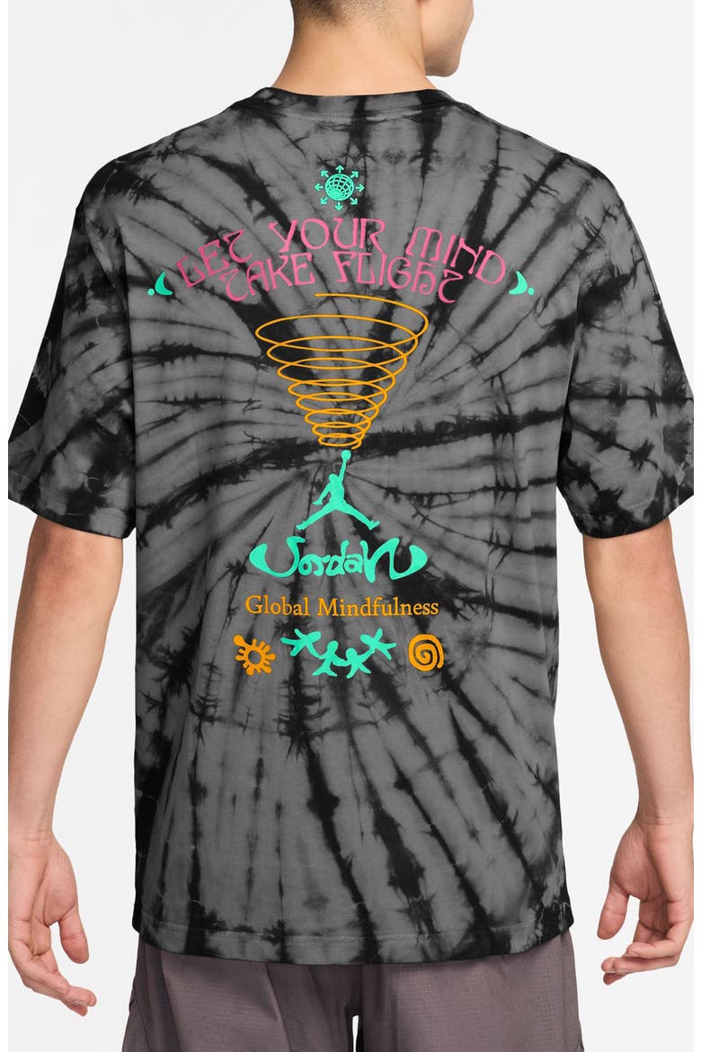 Mindfulness Tie Die Cotton Graphic T-Shirt, Alternate, color, IRON GREY