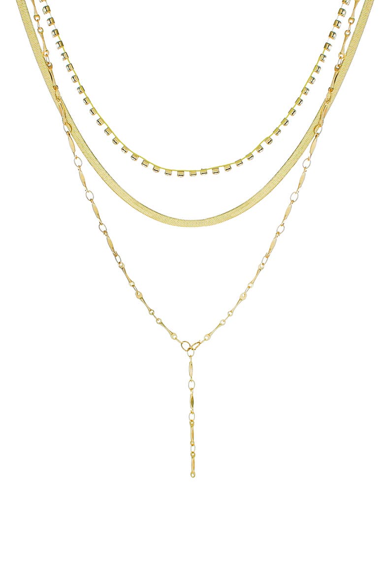 Crystal Chain Layered Y-Necklace, Main, color, GOLD
