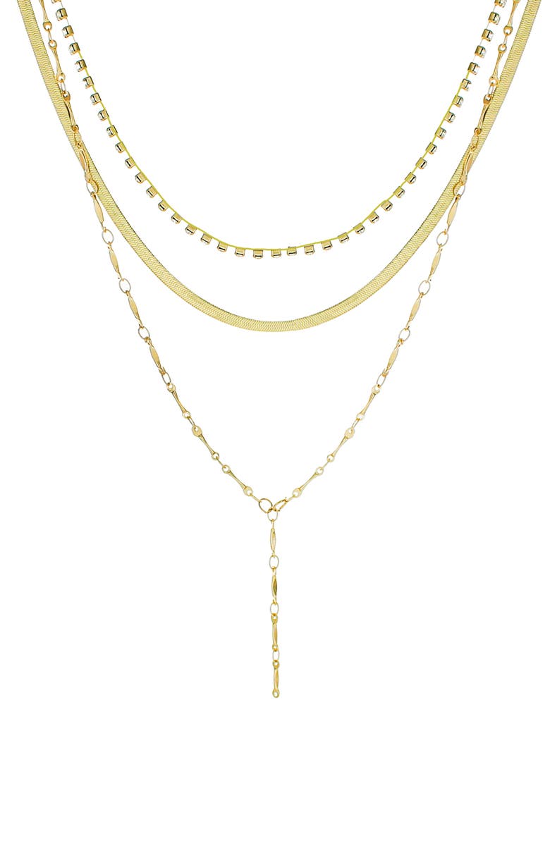 Panacea Crystal Chain Layered Y-Necklace, Main, color, Gold