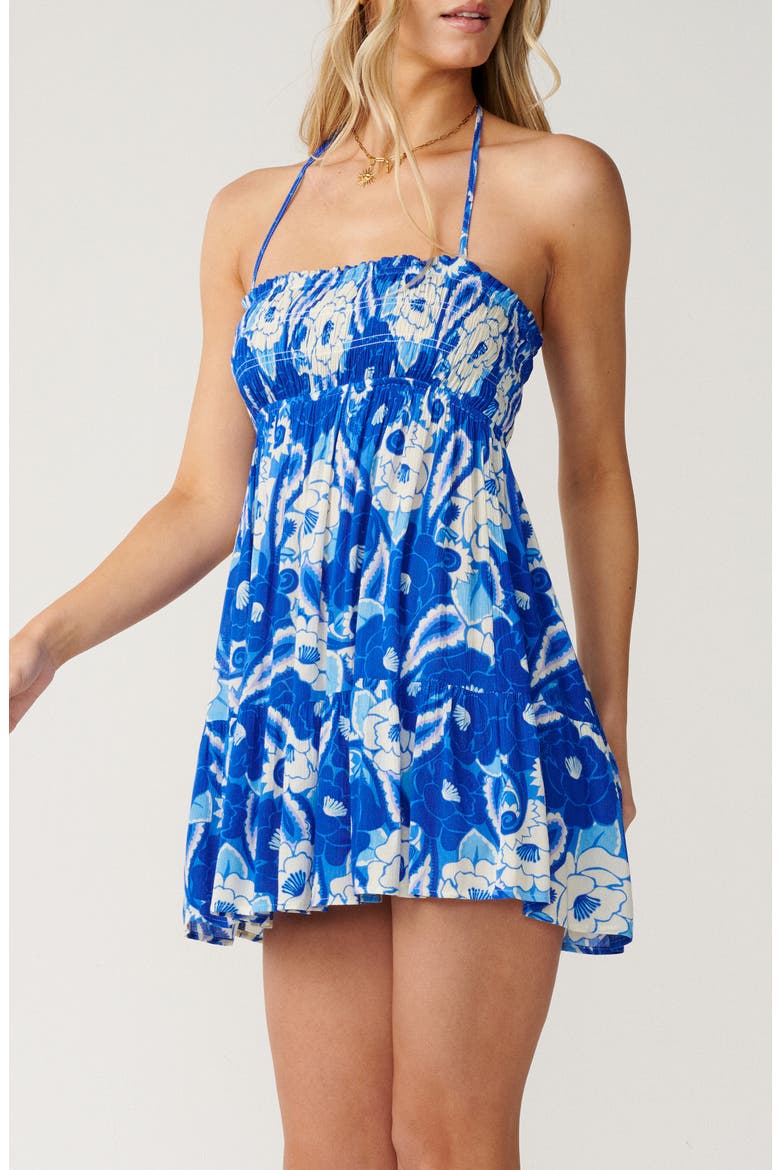 Groove Tiered Halter Minidress, Main, color, BLUE