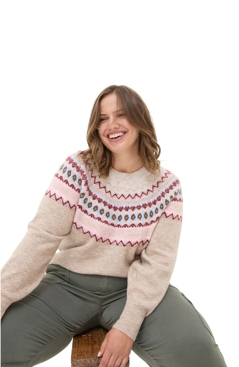 FatFace Women's Plus Size Wild Fairisle Yoke Sweater, Main, color, 