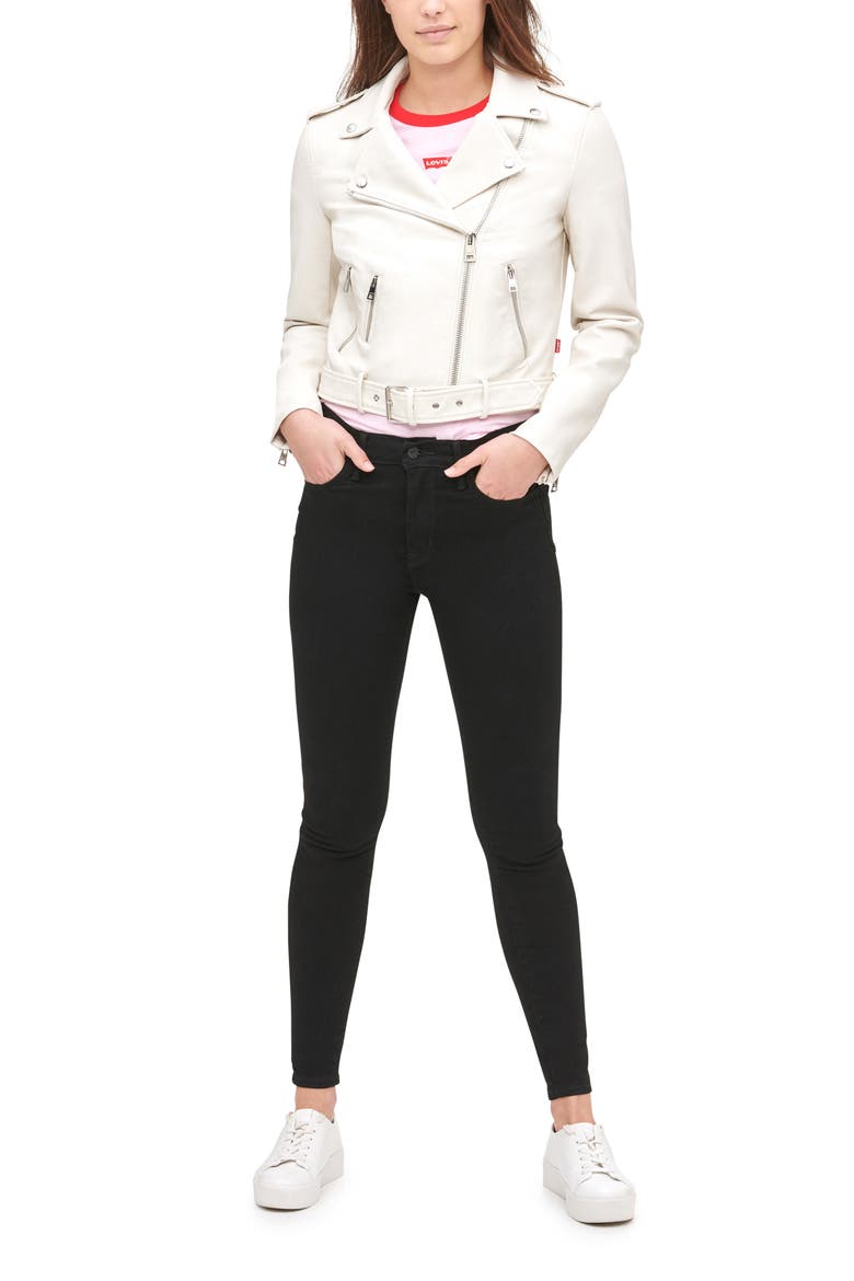 Levi's® Faux Leather Fashion Belted Moto Jacket, Alternate, color, OYSTER