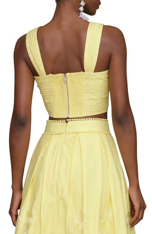 Avec Les Filles Embroidered Cotton Crop Tank In Citron