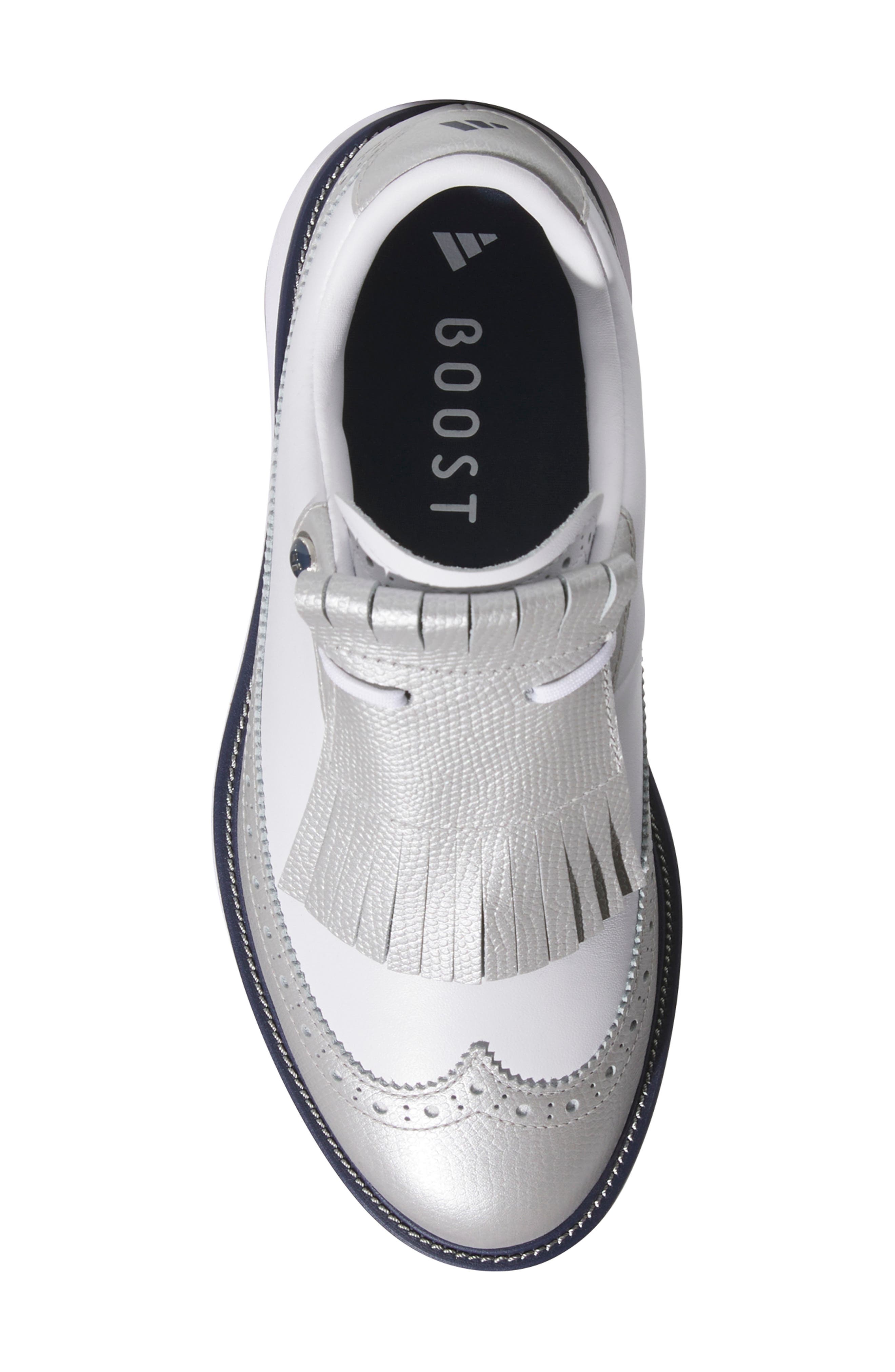 adidas MC Zoysia Spikeless Waterproof Golf Shoe, Alternate, color, White/ Wonder Blue/Navy