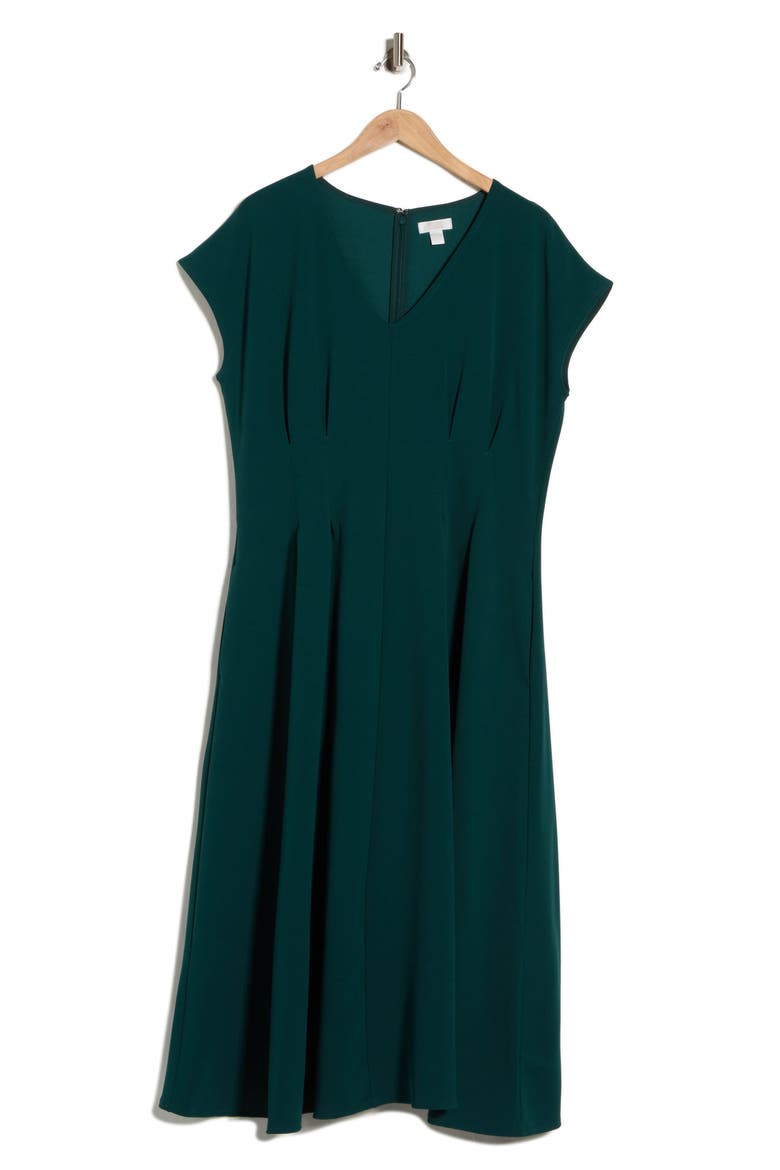 Pleated Waist A-Line Dress, Alternate, color, GREEN PONDEROSA