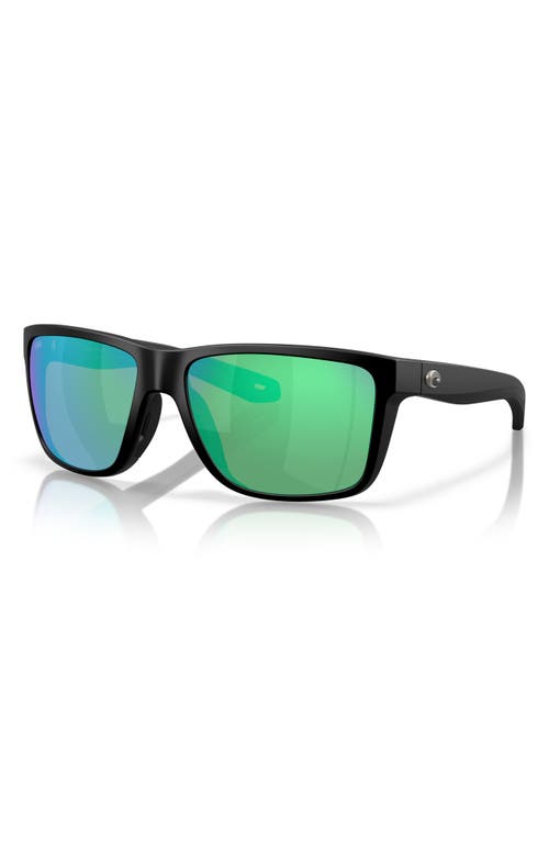 Costa Del Mar Broadbill Ii 58mm Polarized Rectangular Sunglasses In Matte Black/green Mirror