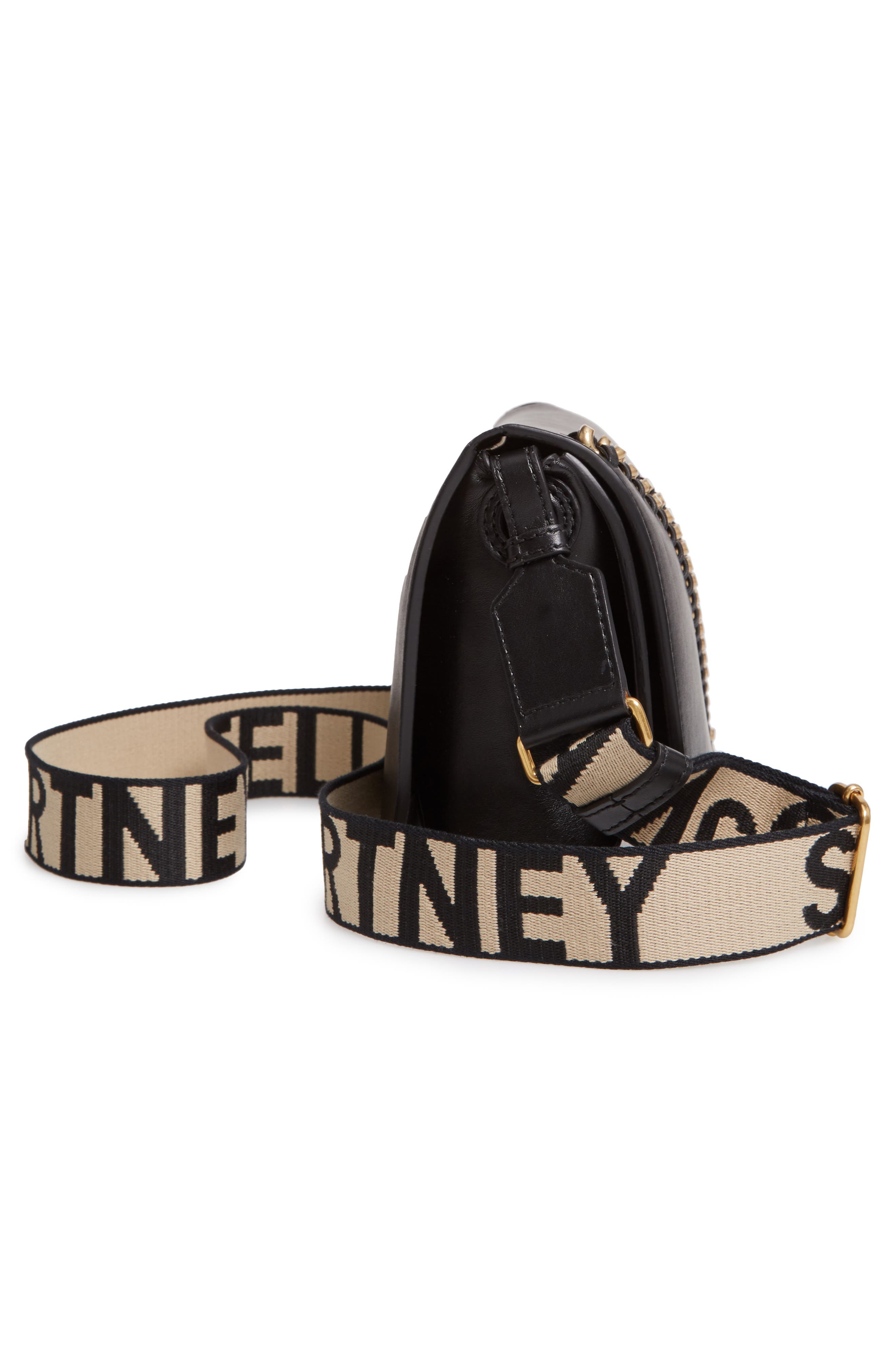 Stella McCartney Logo Strap Faux Leather Crossbody Bag, Alternate, color, 