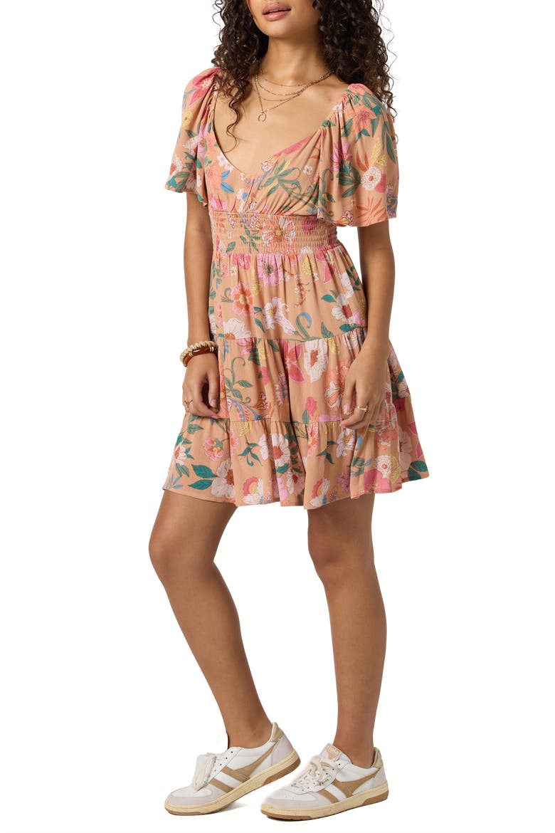 Layken Camella Floral Tiered Minidress, Alternate, color, CORK