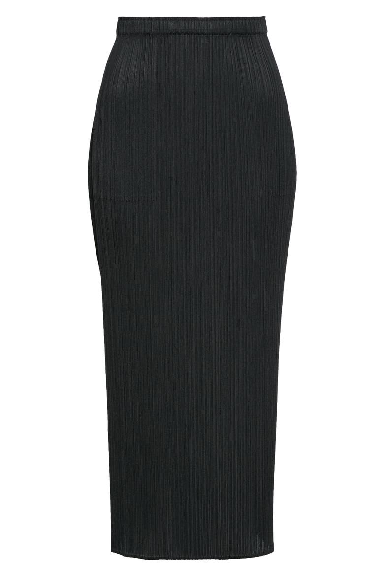Basics Pleated Midi Skirt, Alternate, color, BLACK
