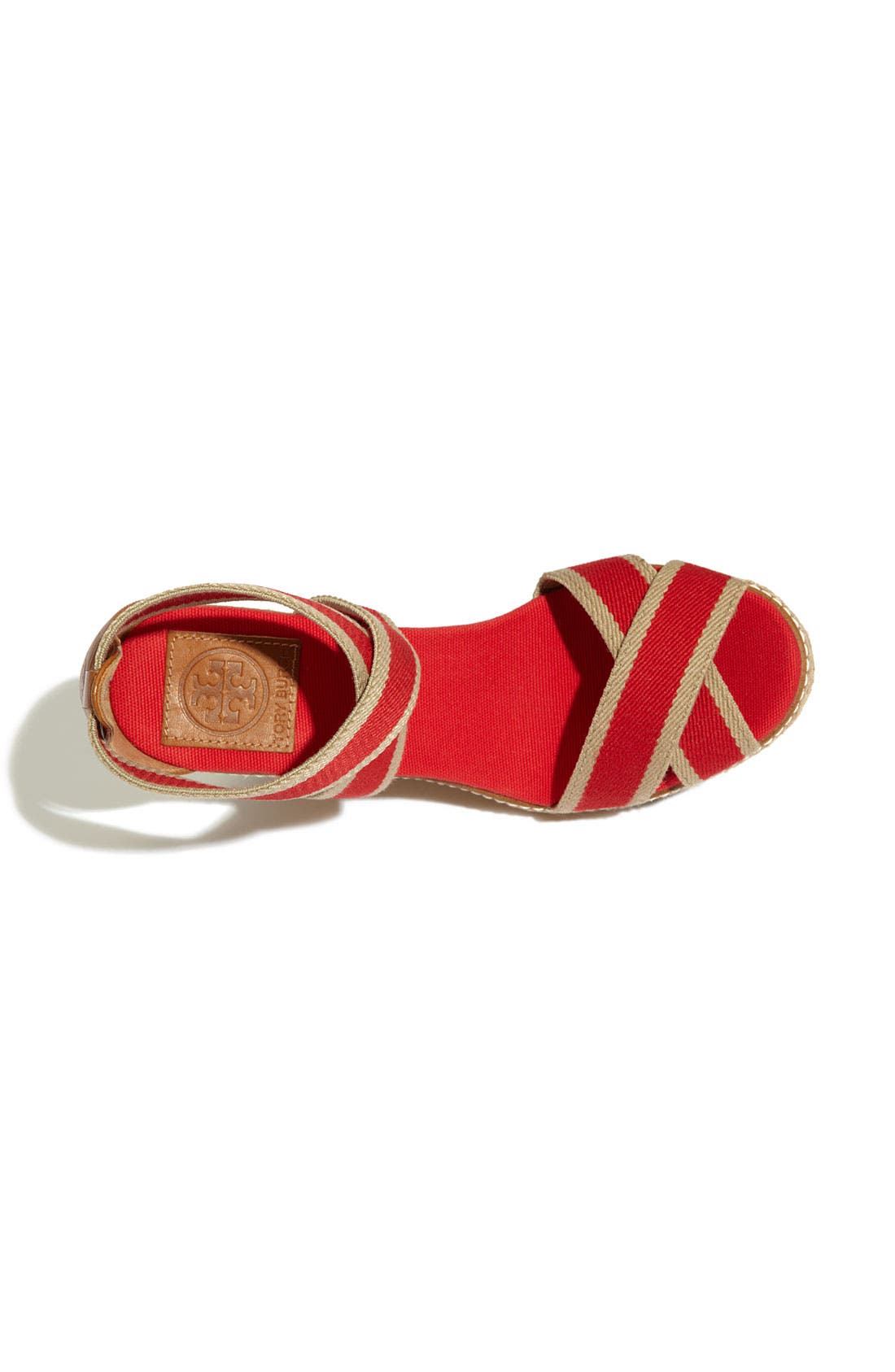 Contrast Elastic Espadrille, Alternate, color, KHAKI AND RED