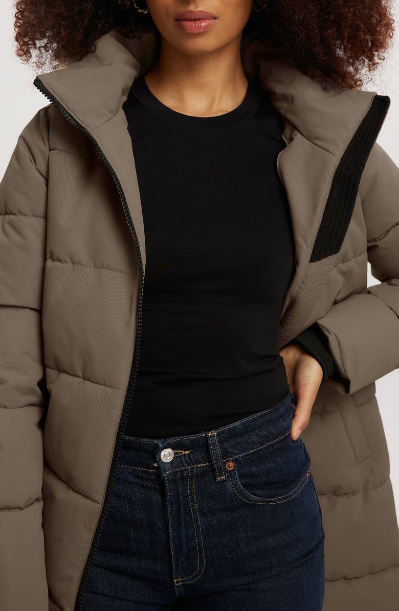 Noize Winter Long Parka with Faux Fur Trim, Alternate, color, Mocha