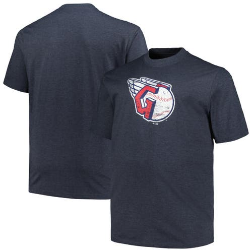 Profile Heather Navy Cleveland Guardians Big & Tall Weathered Logo T-shirt
