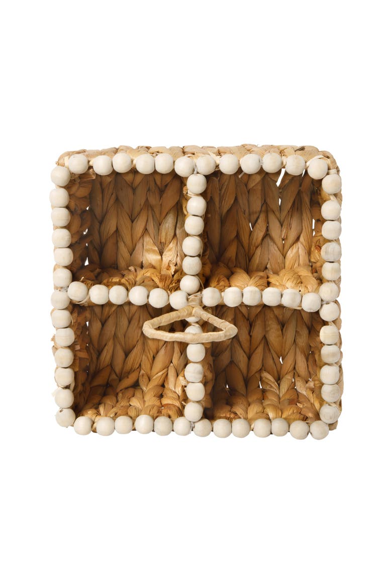 Woven Utensil Caddy with Compartments, Water Hyacinth Basket, Alternate, color, Natural