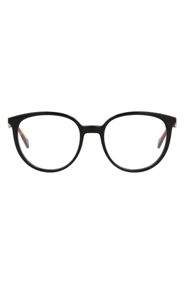 Gucci 51mm Round Optical Frames, Main, color, Black Gold Transparent