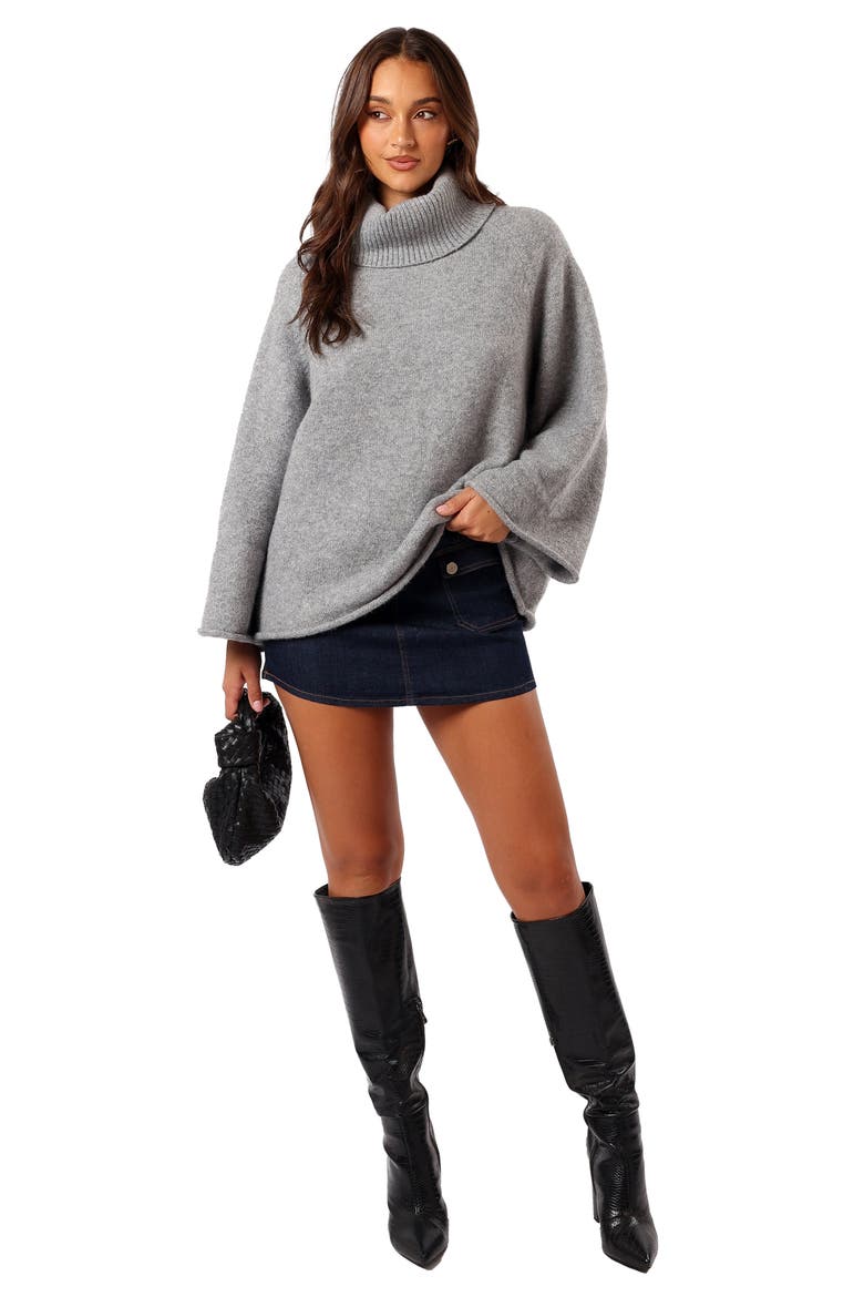 Bindy Oversize Turtleneck Sweater, Alternate, color, GREY