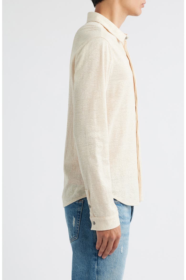 Carrilho Regular Fit Knit Linen Button-Up Shirt, Alternate, color, MARBLE