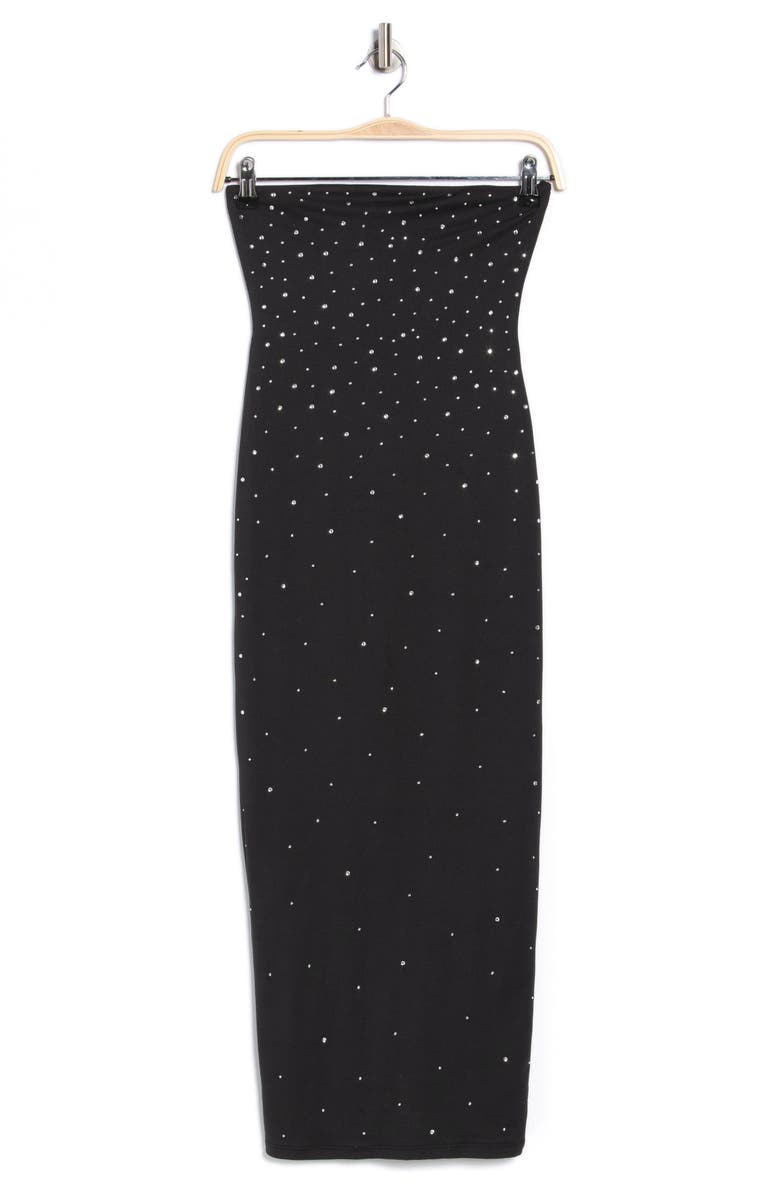 Madden Girl Rhinestone Embellished Strapless Body-Con Dress, Main, color, Black Silver