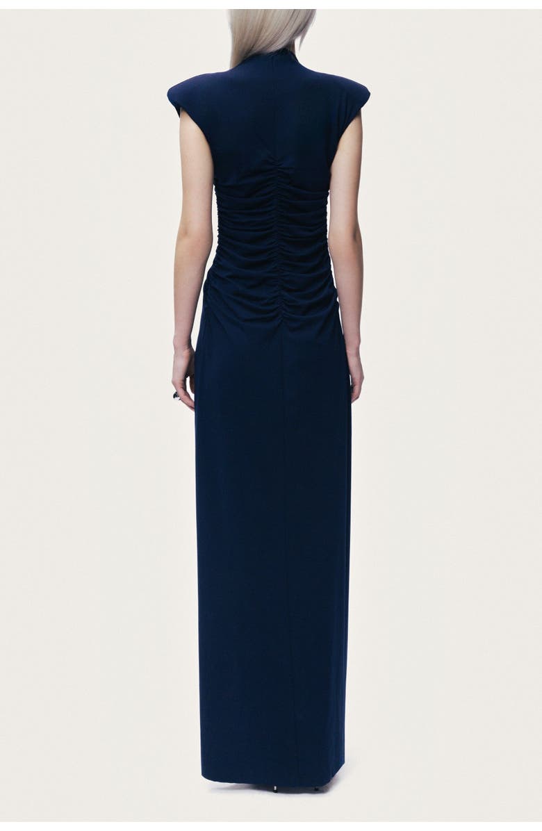 Nocturne Zip-Front Draped Maxi Dress, Alternate, color, Navy