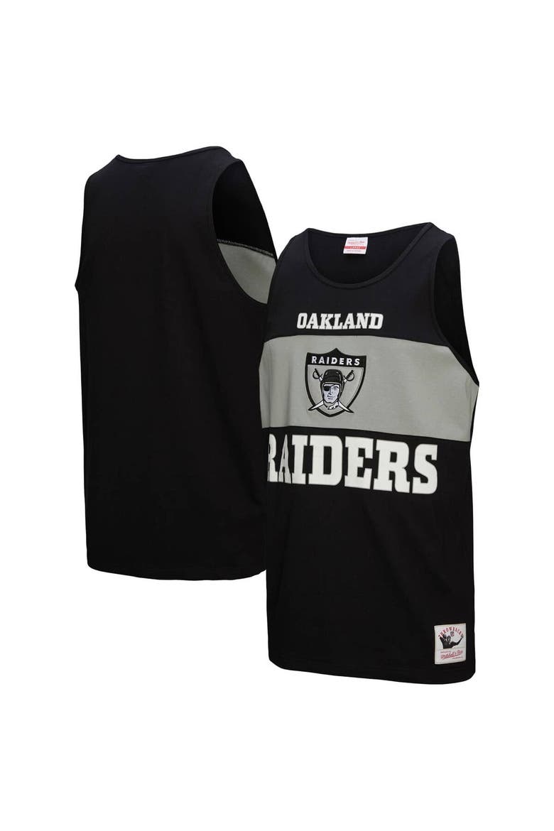 Men's Mitchell & Ness Black Oakland Raiders Retro Colorblock Tank Top, Alternate, color, Black