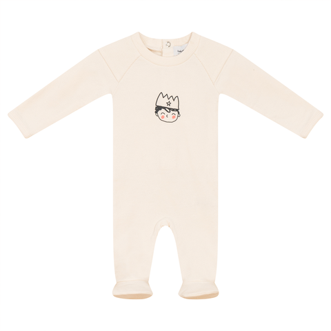 Boy French Fleece Crown Print Long Sleeve Romper (Baby)
