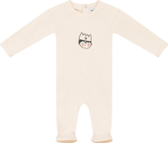 Charlotte & George Boy French Fleece Crown Print Long Sleeve Romper