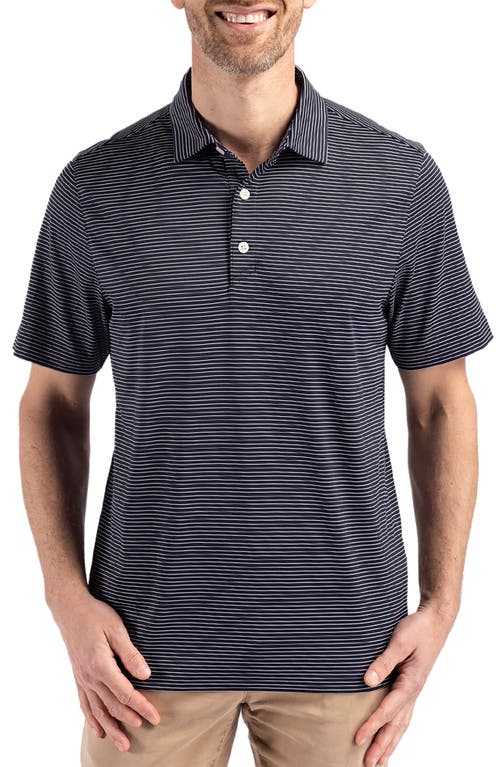 Cutter & Buck Forge Eco Stripe Performance Golf Polo in Navy Blue/white 