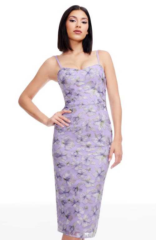DRESS THE POPULATION DRESS THE POPULATION BLAKELY FLORAL EMBROIDERY MIDI DRESS