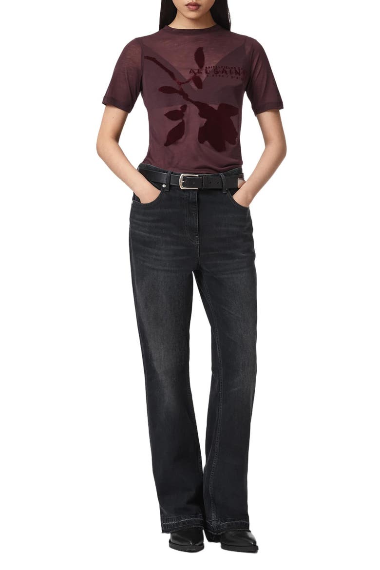 Athea Sheer Graphic Tee, Alternate, color, BURGUNDY RED