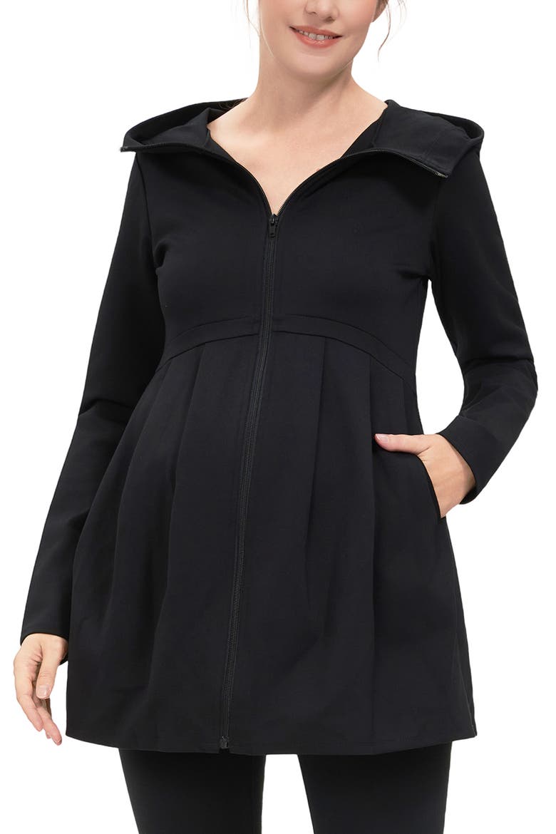 Sophia Maternity Fit & Flare Hooded Jacket, Main, color, Black