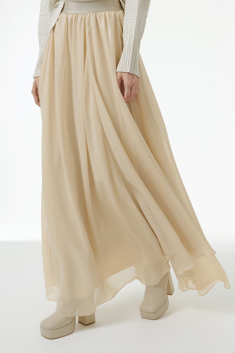Elasticated Waist Asymmetric Skirt, Alternate, color, Neutrals