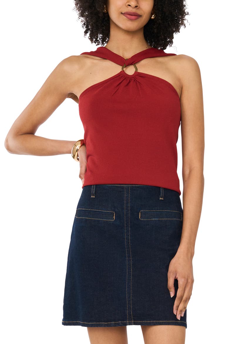Metal Ring Detail Knit Tank, Main, color, BURNT UMBER