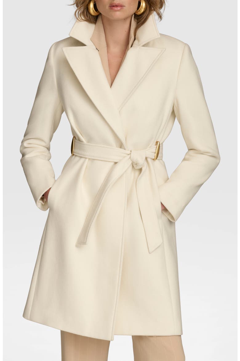 Belted Wool Blend Coat, Main, color, IVORY