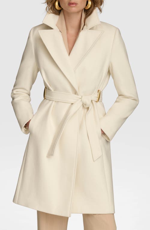 Donna Karan New York Belted Wool Blend Coat In Gray