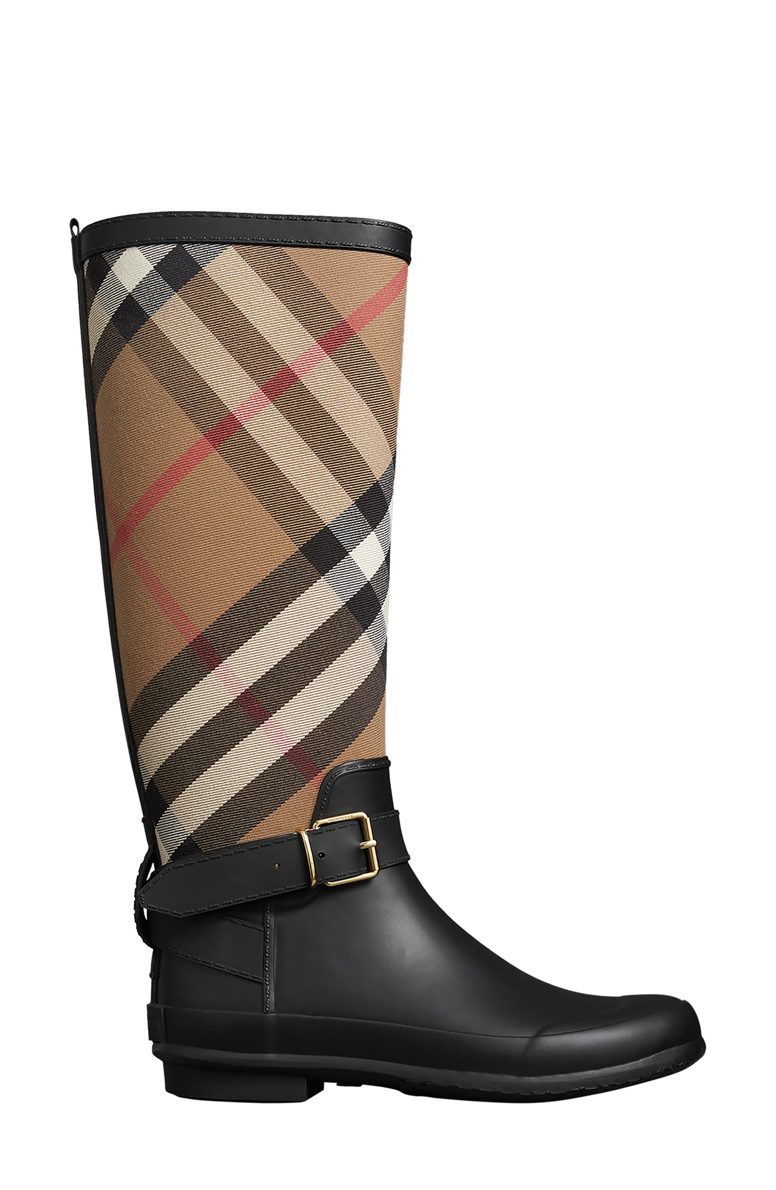 Burberry Check Rain Boot, Alternate, color, 