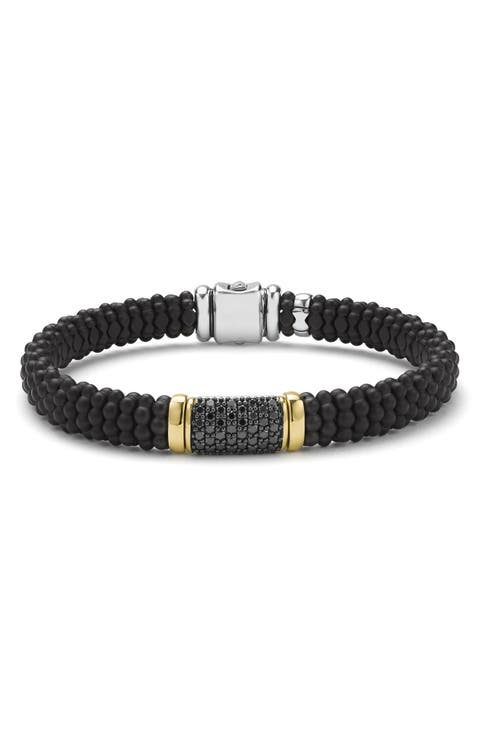 Men's Two-Tone Matte Black Ceramic Black Diamond Bracelet