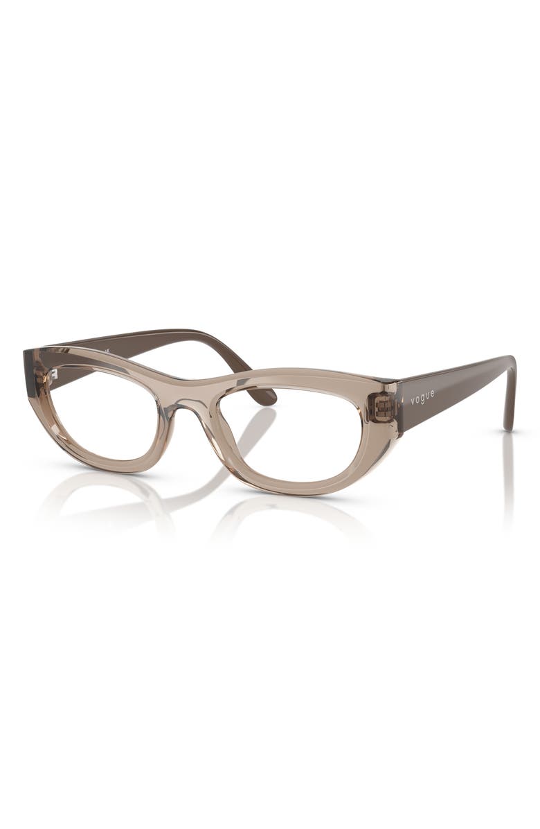 VOGUE 49mm Oval Optical Glasses, Alternate, color, Brown