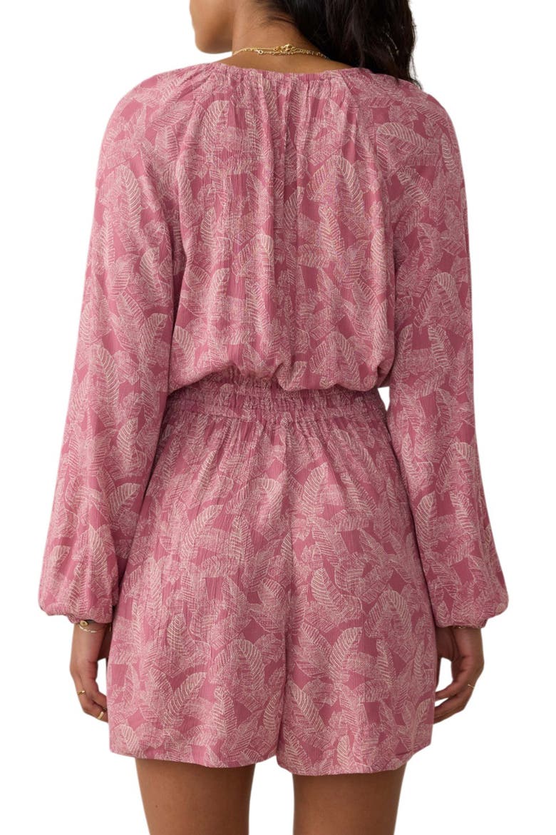 Kai Long Sleeve Romper, Alternate, color, DUSTY ROSE BANANA LEAF