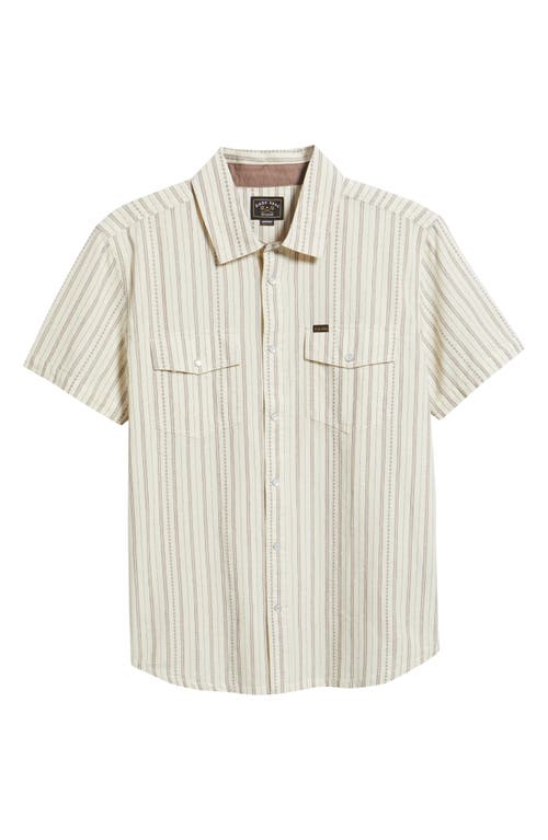 Dark Seas Vigilante Stripe Short Sleeve Cotton Snap-up Shirt In Neutral