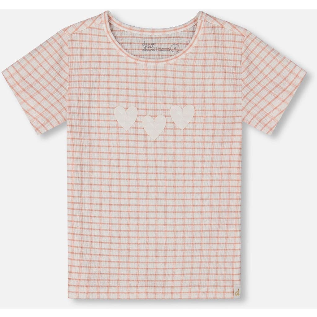 DEUX PAR DEUX DEUX PAR DEUX LITTLE GIRL'S CRINKLE TOP WITH APPLIQUE LIGHT OLD PINK