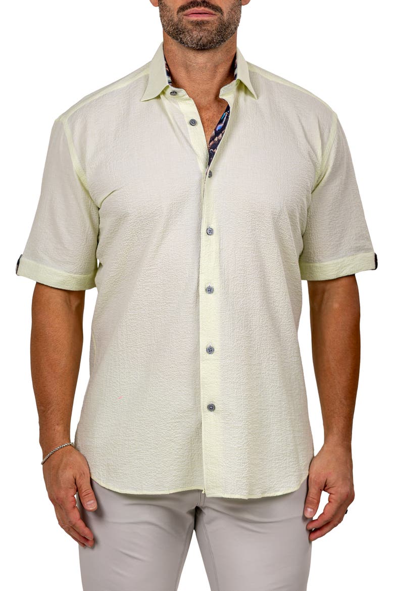 Galileo Marthy Short Sleeve Button-Up Shirt, Main, color, YELLOW