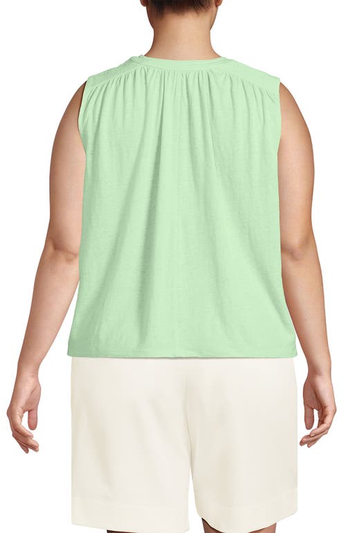 Lands' End Linen Blend Notch Neck Swing Tank Top In Green