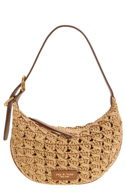 Small Mercer Woven Straw Hobo Bag